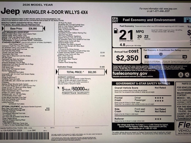 New 2026 Jeep Wrangler Unlimited Sport image 29