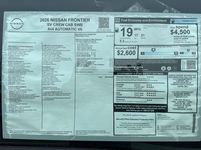 New 2026 Nissan Frontier SV image 8