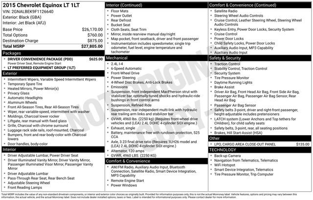 Used 2015 Chevrolet Equinox LT w/ Driver Convenience Package FWD image 2