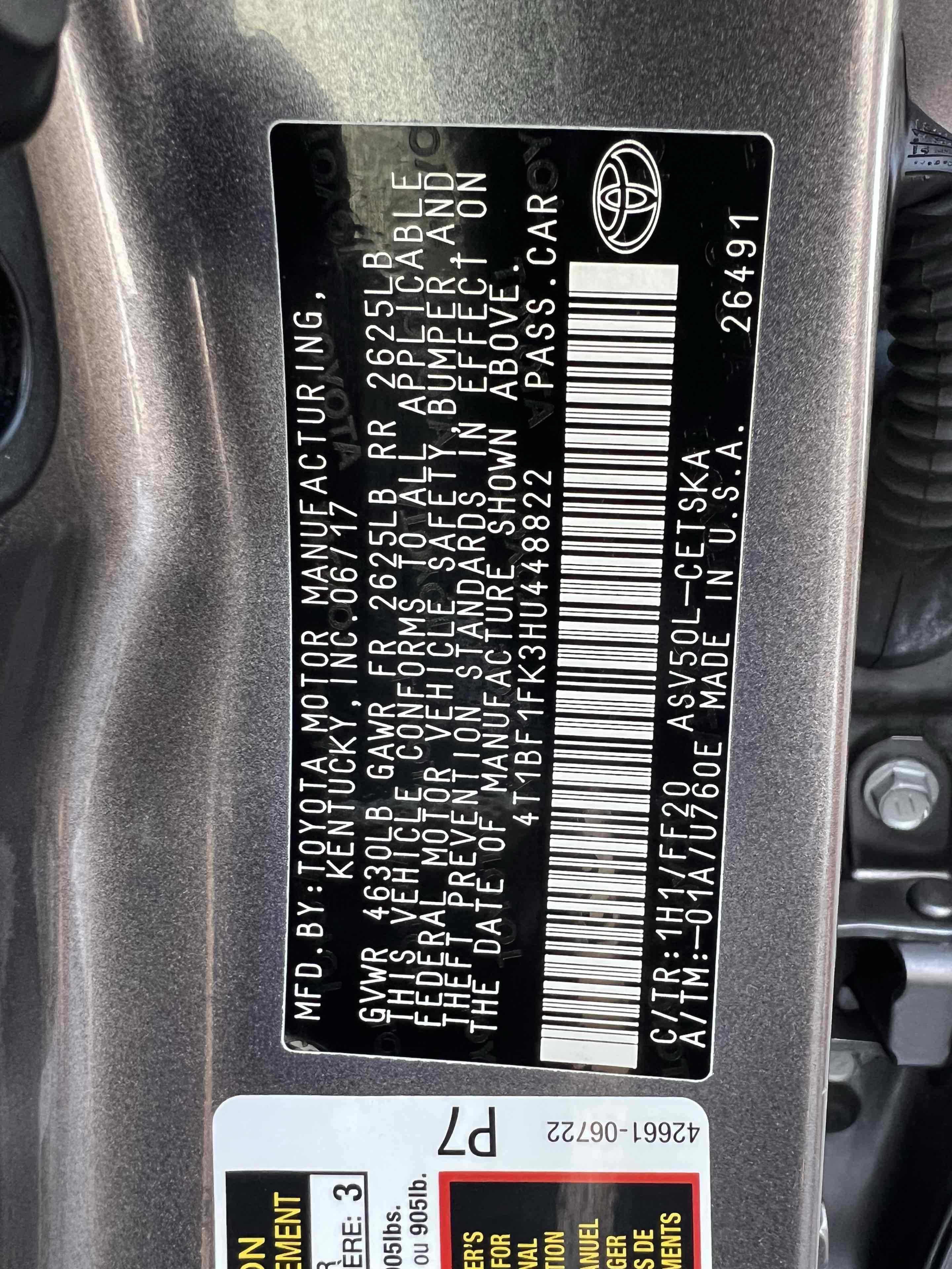 Used 2017 Toyota Camry SE w/ Moonroof Package FWD image 78