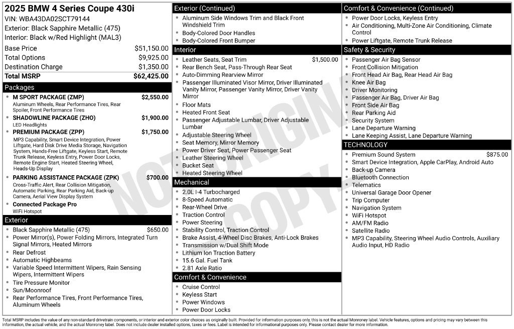 Used 2025 BMW 430i Coupe w/ M Sport Package RWD image 7