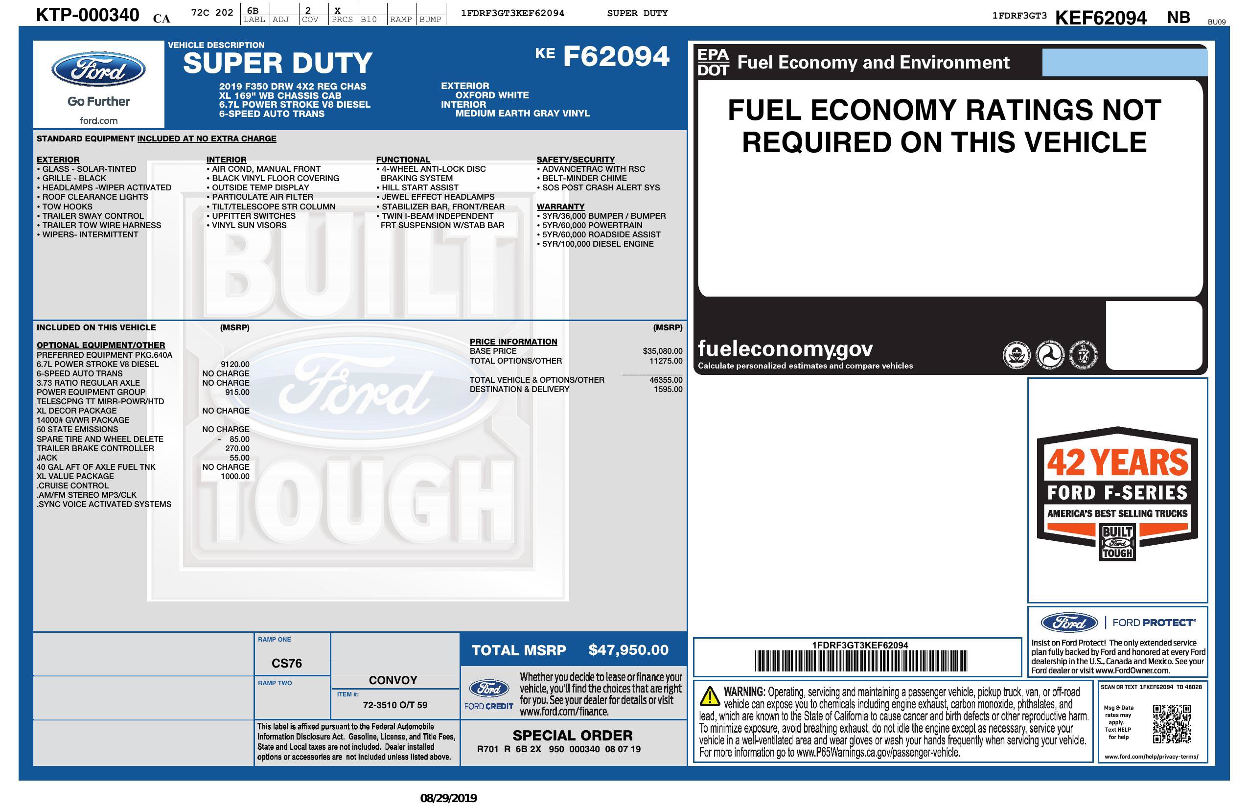 Used 2019 Ford F350 XL w/ XL Value Package RWD image 4