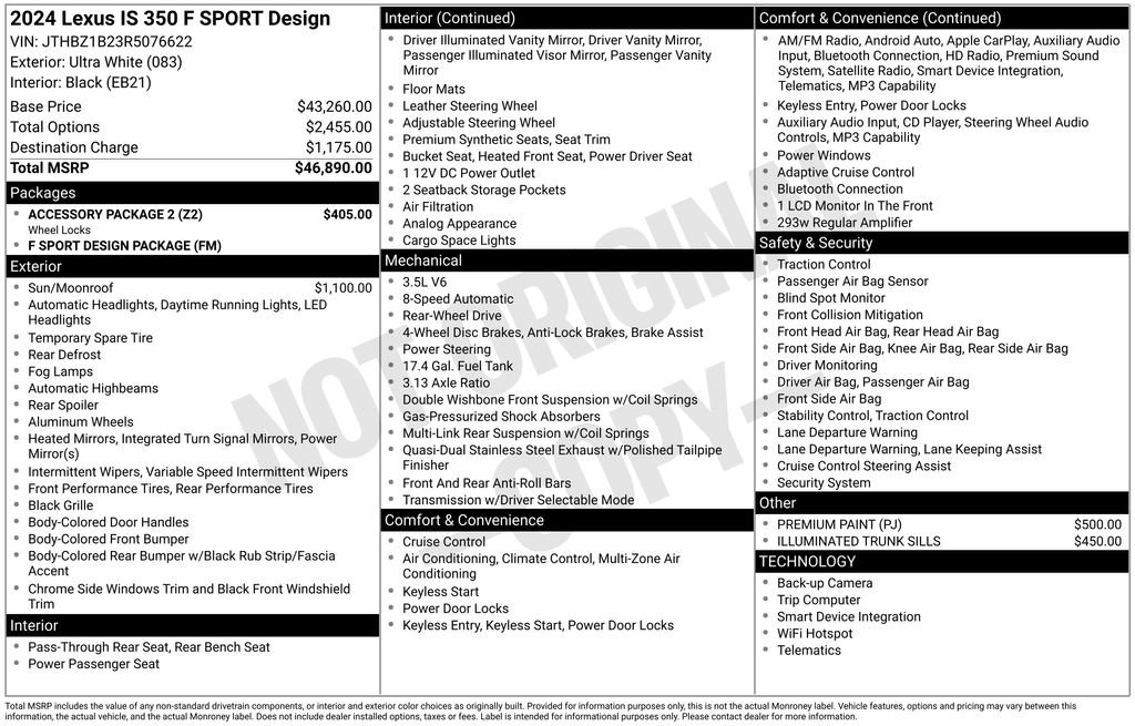 Used 2024 Lexus IS 350 F Sport w/ Accessory Package 2 RWD image 6