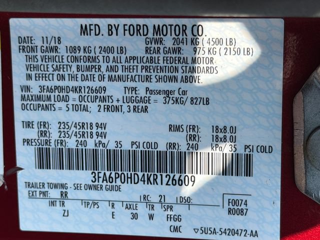 Used 2019 Ford Fusion SE w/ Equipment Group 151A FWD image 32