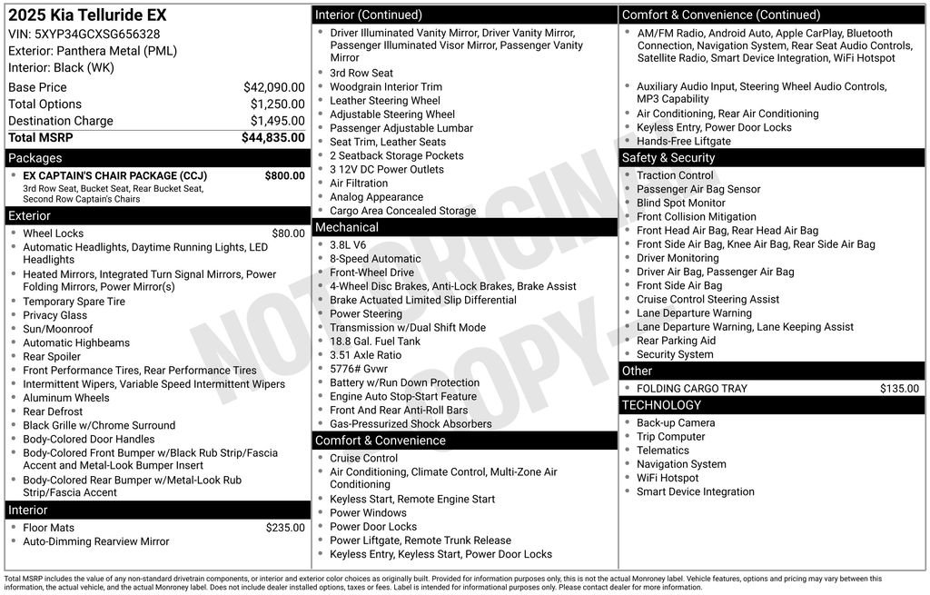 Used 2025 Kia Telluride EX w/ EX Captain's Chair Package FWD image 25