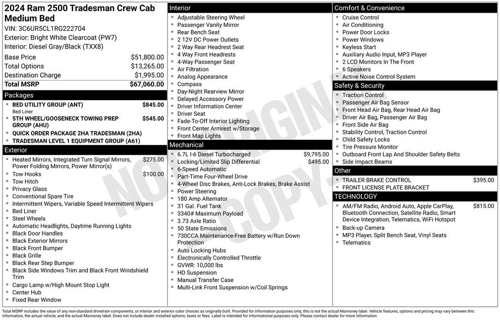 Used 2024 RAM 2500 Tradesman w/ Bed Utility Group image 55