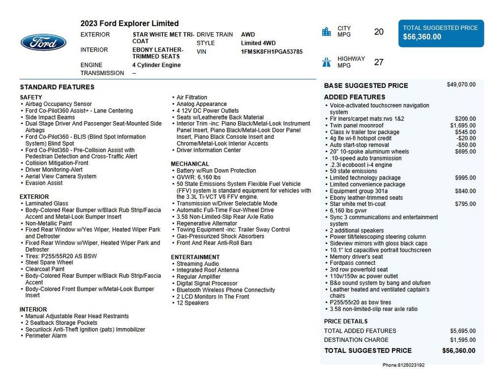 Used 2023 Ford Explorer Limited w/ Limited Technology Package image 50