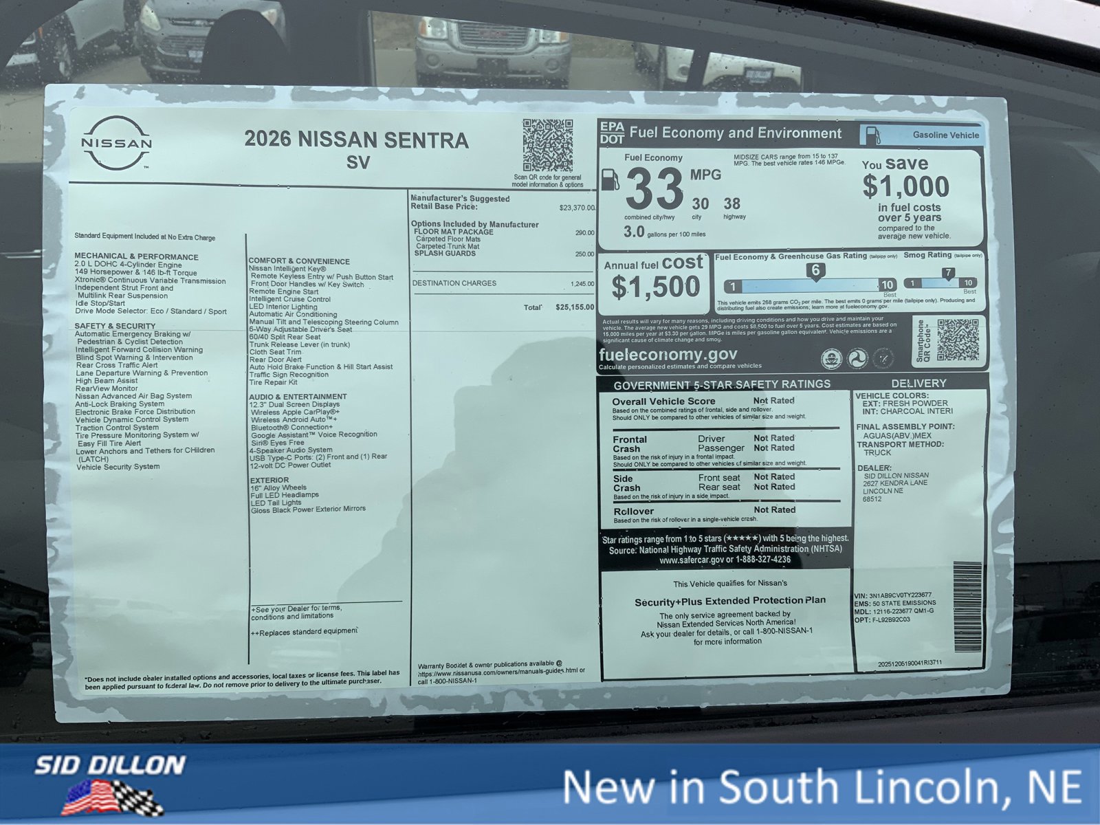 New 2026 Nissan Sentra SV w/ Floor Mat Package image 13