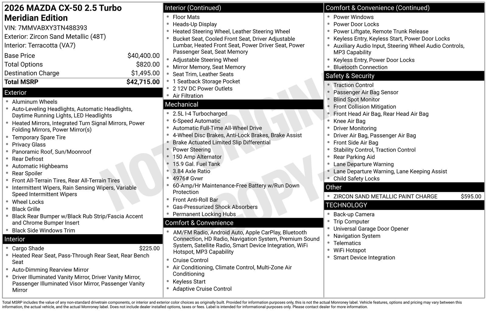 New 2026 MAZDA CX-50 Meridian Edition AWD/4WD image 22