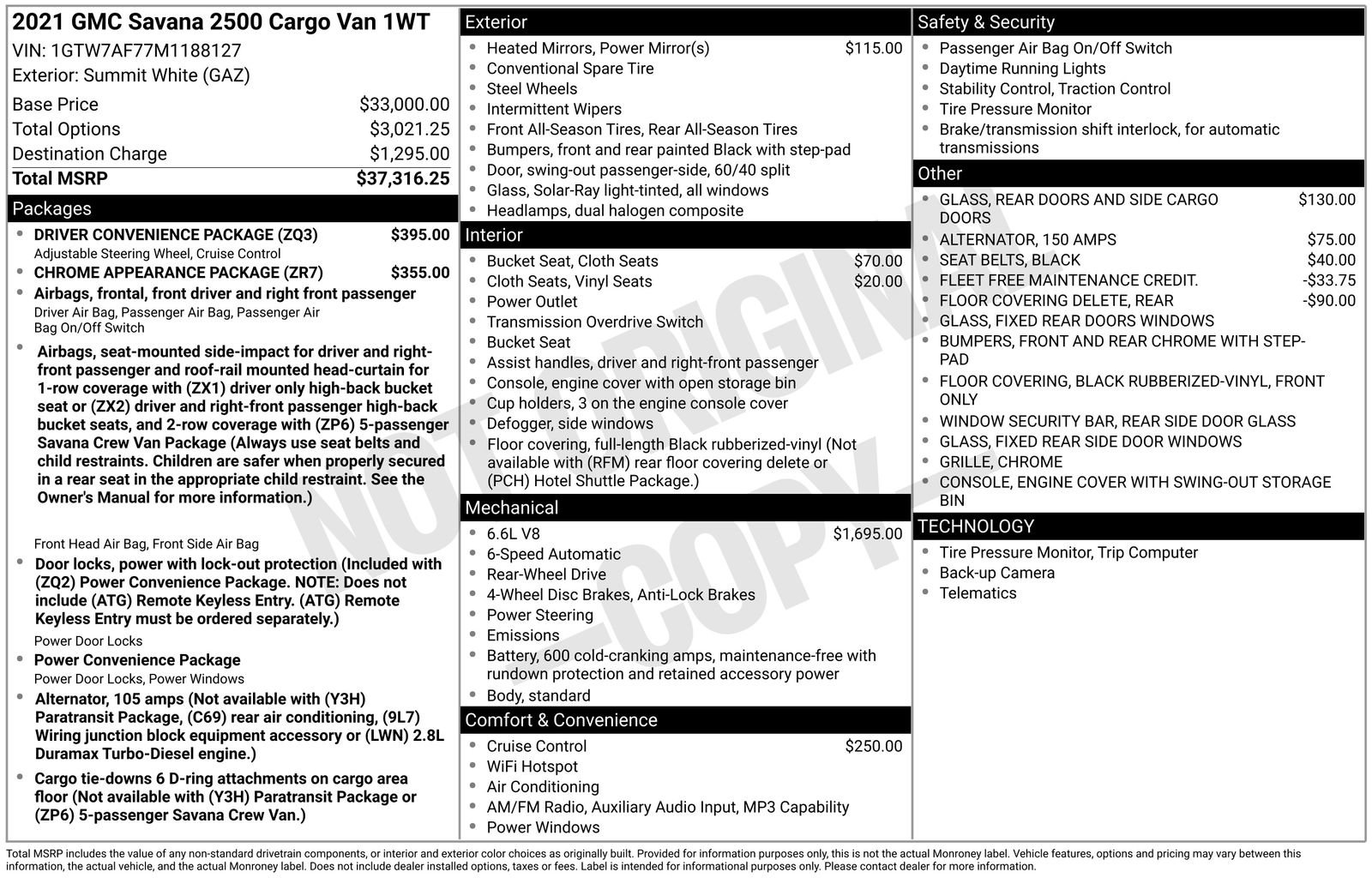 Used 2021 GMC Savana 2500 w/ Driver Convenience Package image 6