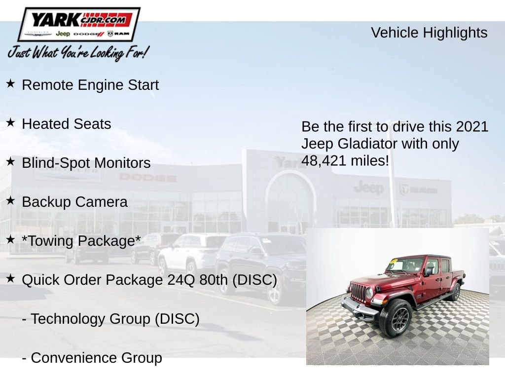 Certified 2021 Jeep Gladiator Sport w/ Quick Order Package 24Q 80Th image 13