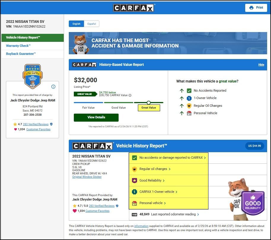 Used 2022 Nissan Titan SV w/ SV Convenience Package image 14