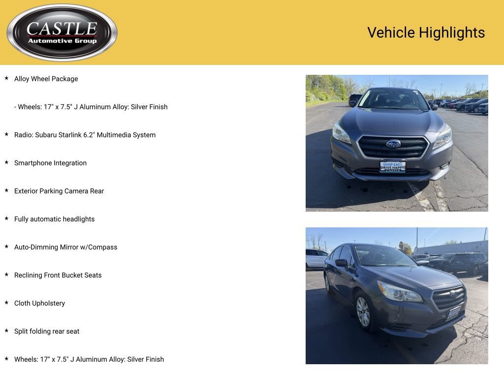 Used 2017 Subaru Legacy 2.5i w/ Alloy Wheel Package AWD/4WD image 4