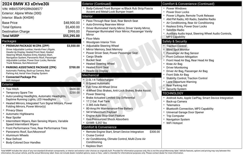 Used 2024 BMW X3 xDrive30i w/ Premium Package w/ZPA image 44