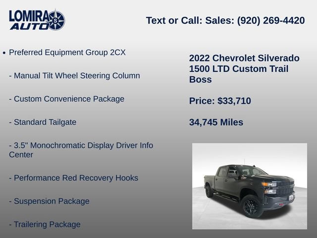 Used 2022 Chevrolet Silverado 1500 Custom Trail Boss w/ Safety Confidence Package AWD/4WD image 21
