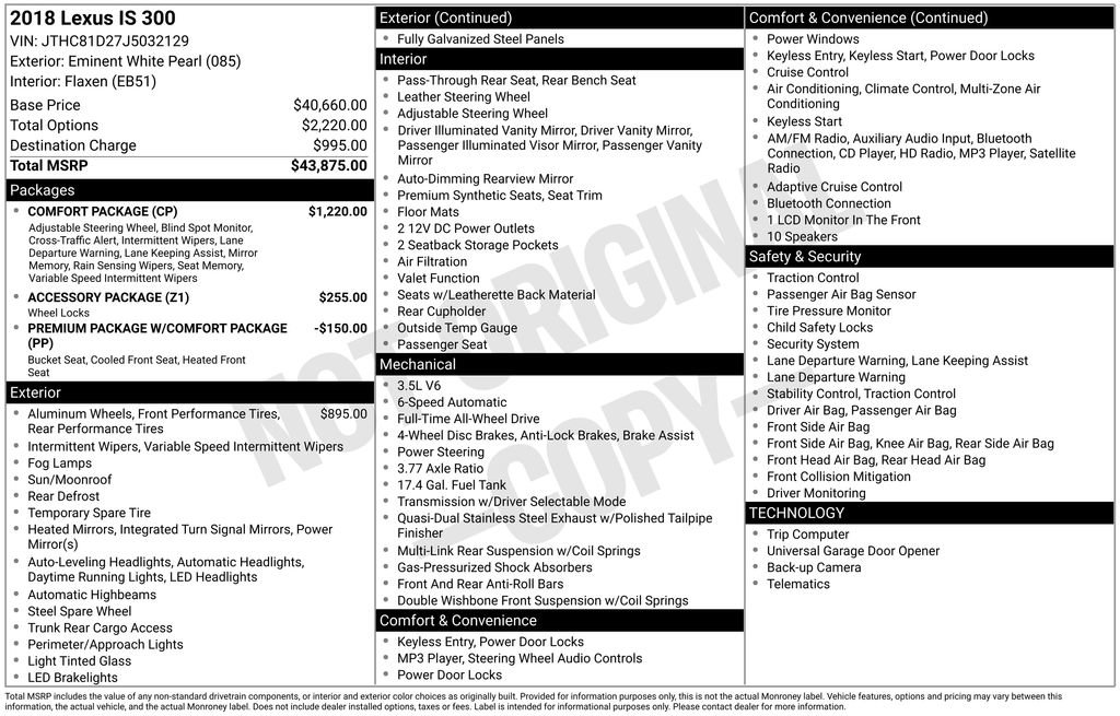 Used 2018 Lexus IS 300 AWD w/ Comfort Package image 17