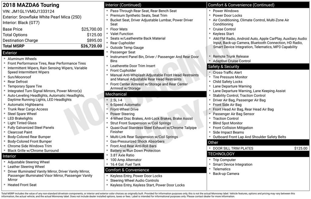 Used 2018 MAZDA MAZDA6 Touring image 28