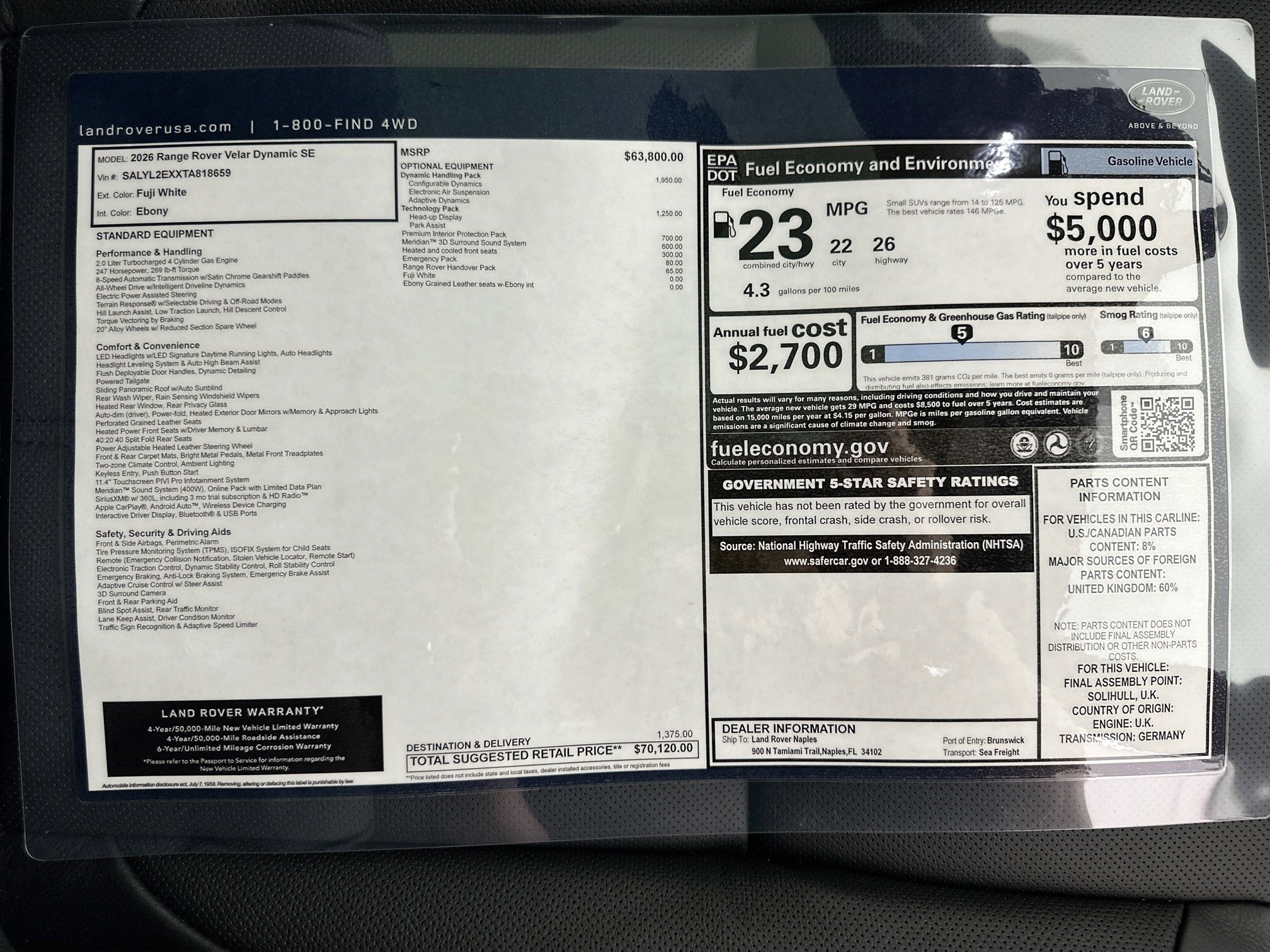 Used 2026 Land Rover Range Rover Velar Dynamic SE image 27