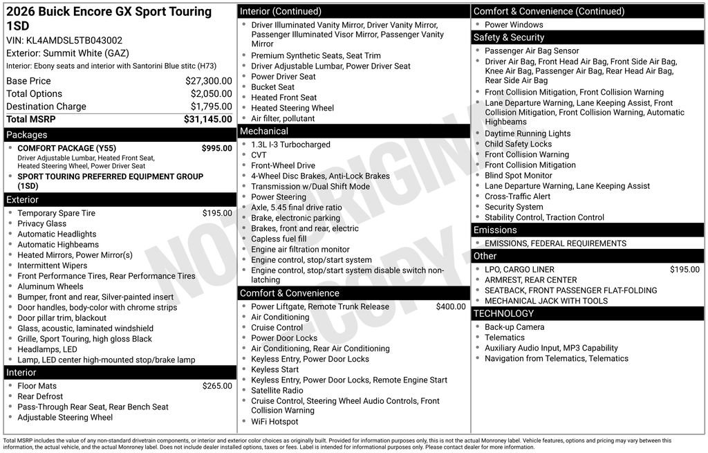 New 2026 Buick Encore GX Sport Touring w/ Comfort Package image 27