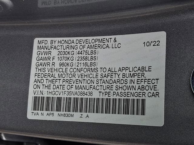 Certified 2022 Honda Accord Sport image 25