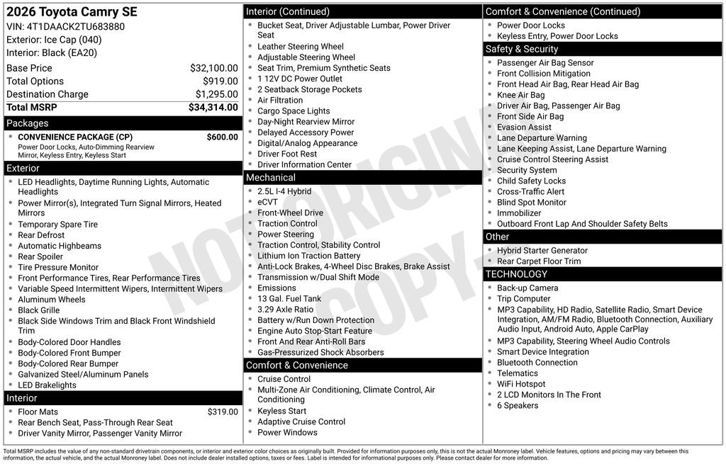 Used 2026 Toyota Camry SE w/ Convenience Package FWD image 22
