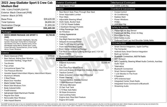 Used 2023 Jeep Gladiator Sport AWD/4WD image 4