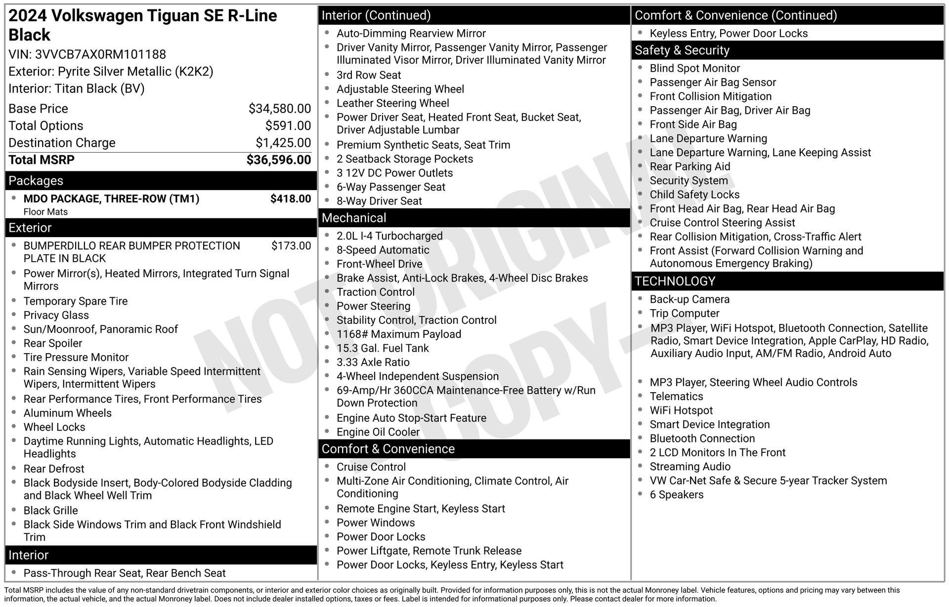 Used 2024 Volkswagen Tiguan SE R-Line w/ MDO Package, Three-Row FWD image 4