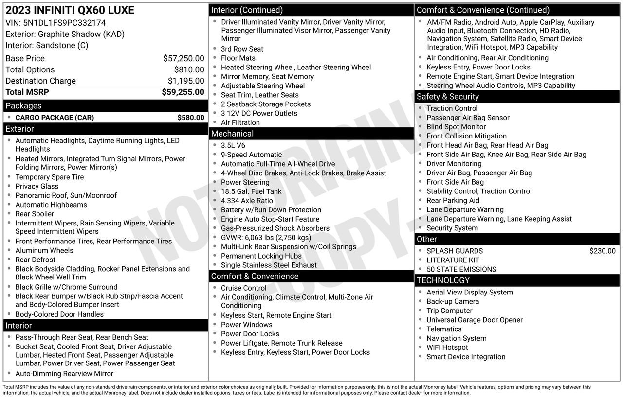 Certified 2023 INFINITI QX60 Luxe w/ Cargo Package image 32