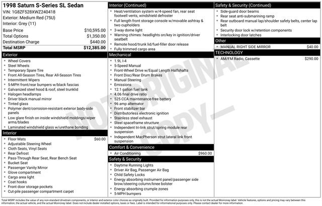 Used 1998 Saturn S-Series SL FWD image 1