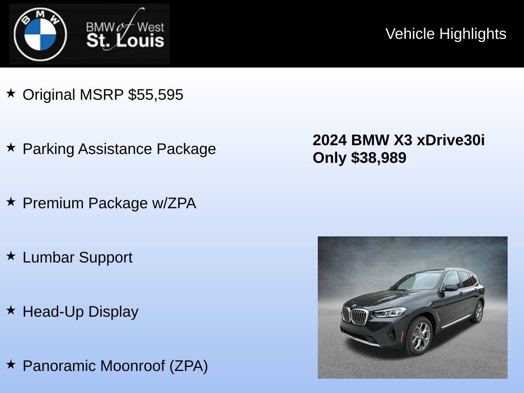 Used 2024 BMW X3 xDrive30i w/ Premium Package w/ZPA AWD/4WD image 8