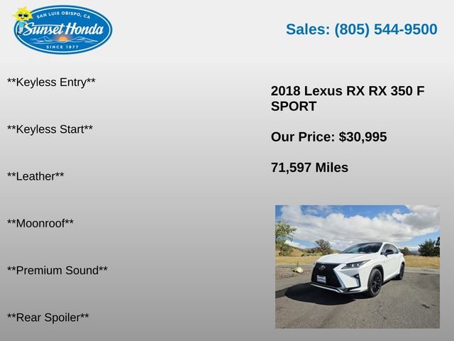 Used 2018 Lexus RX 350 F Sport w/ Cold Area Package AWD/4WD image 14