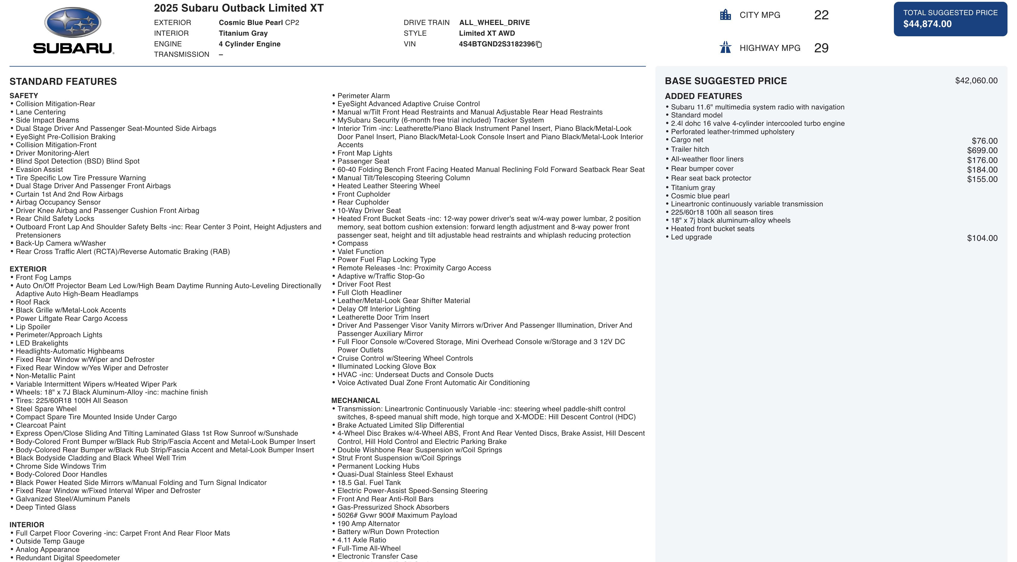 Used 2025 Subaru Outback Limited XT image 5