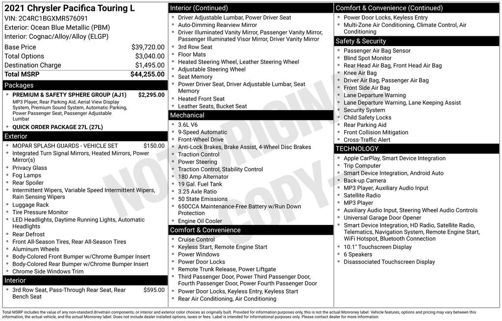 Used 2021 Chrysler Pacifica Touring-L w/ Premium & Safety Sphere Group FWD image 31