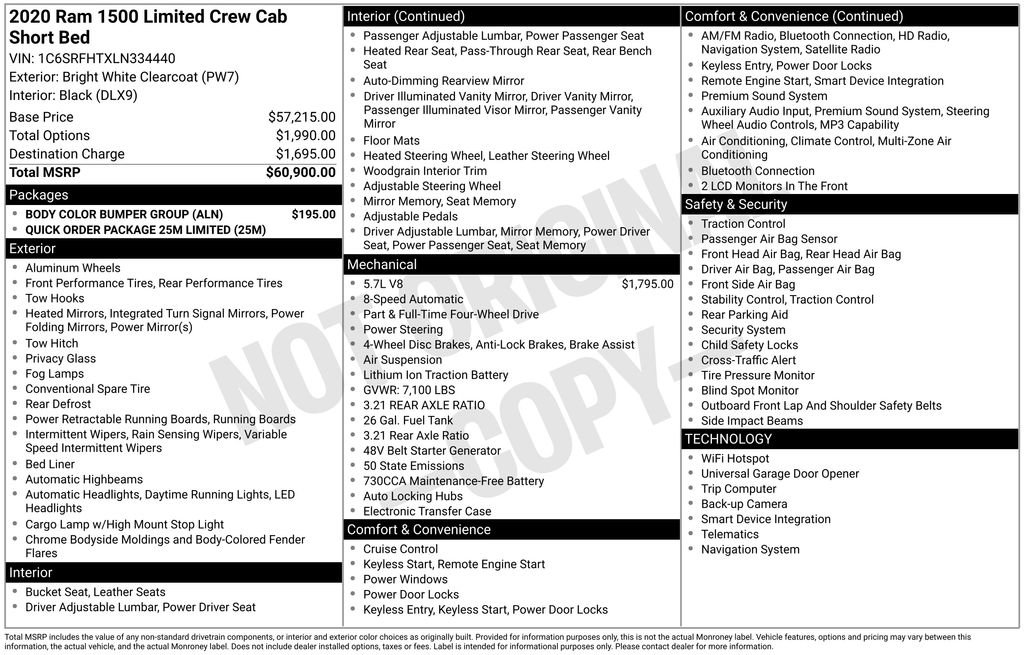 Used 2020 RAM 1500 Limited w/ Body Color Bumper Group AWD/4WD image 15