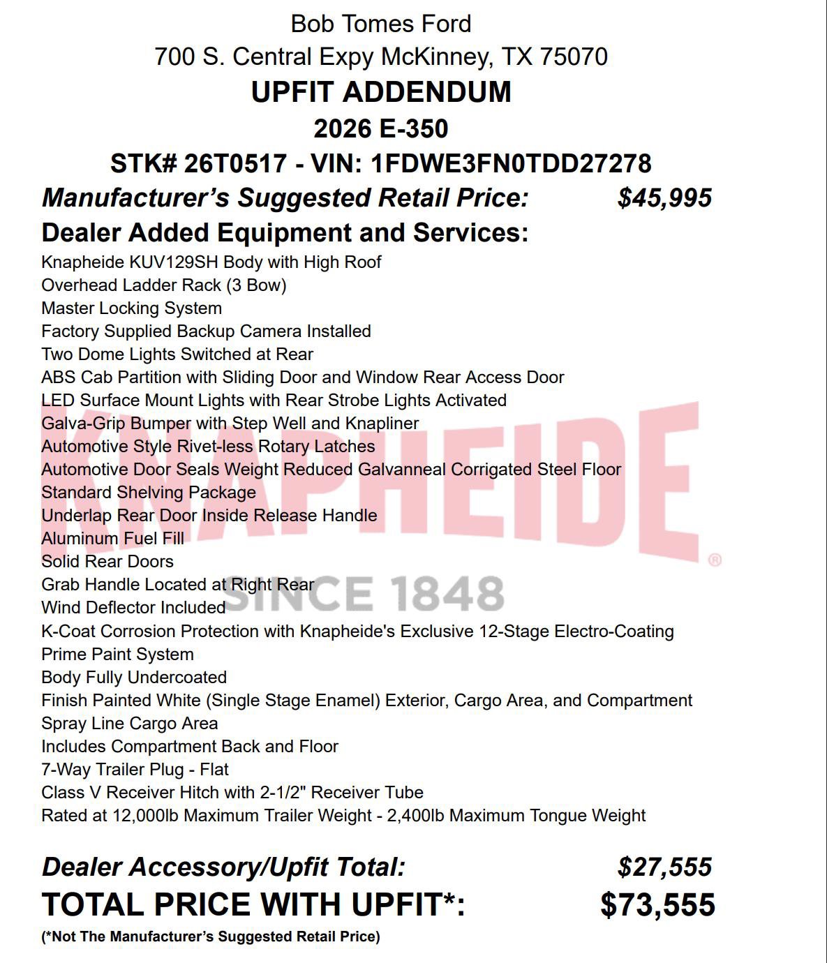 New 2026 Ford E-350 and Econoline 350 Super Duty w/ Power Equipment Group image 22