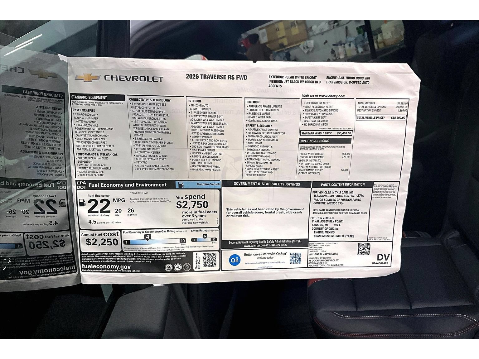 New 2026 Chevrolet Traverse RS w/ LPO, Floor Liner Package FWD image 15