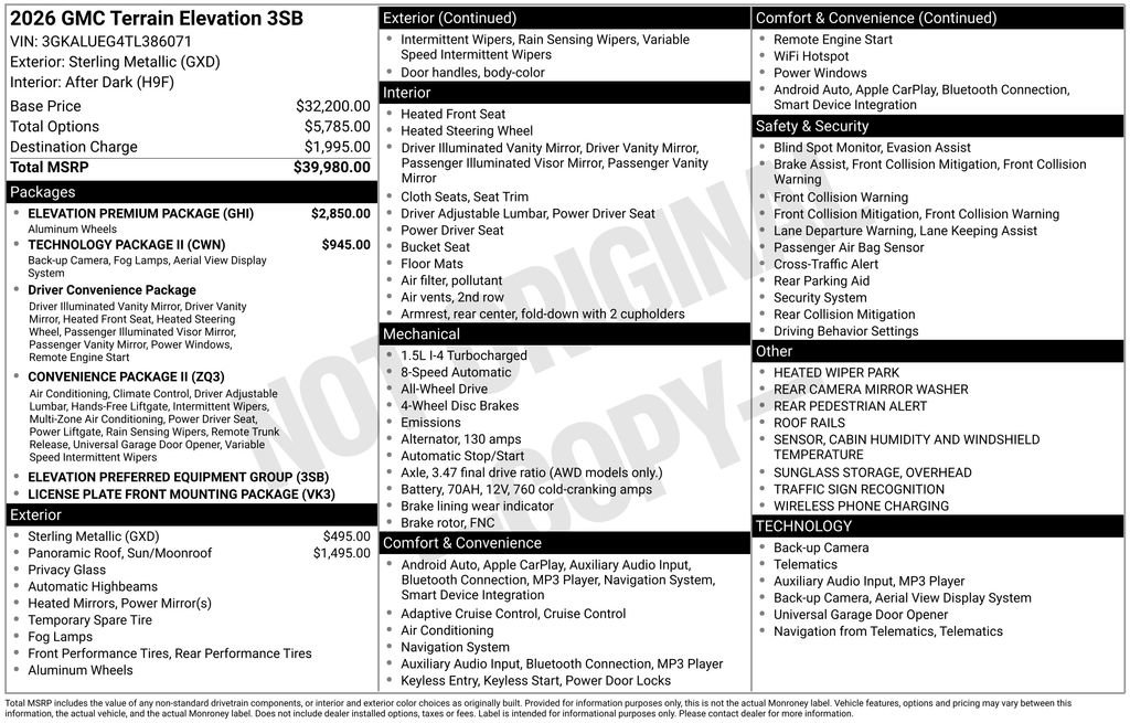 New 2026 GMC Terrain Elevation w/ Elevation Premium Package AWD/4WD image 5