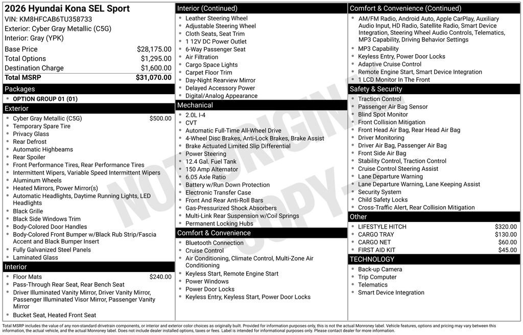 Certified 2026 Hyundai Kona SEL Sport AWD/4WD image 24