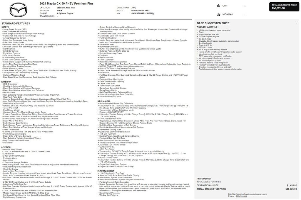 Used 2024 MAZDA CX-90 Plug-In Hybrid w/ Premium Plus image 2