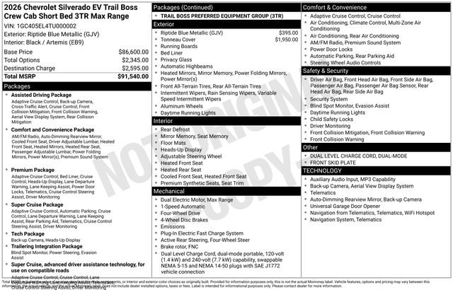 Used 2026 Chevrolet Silverado EV Trail Boss AWD/4WD image 44