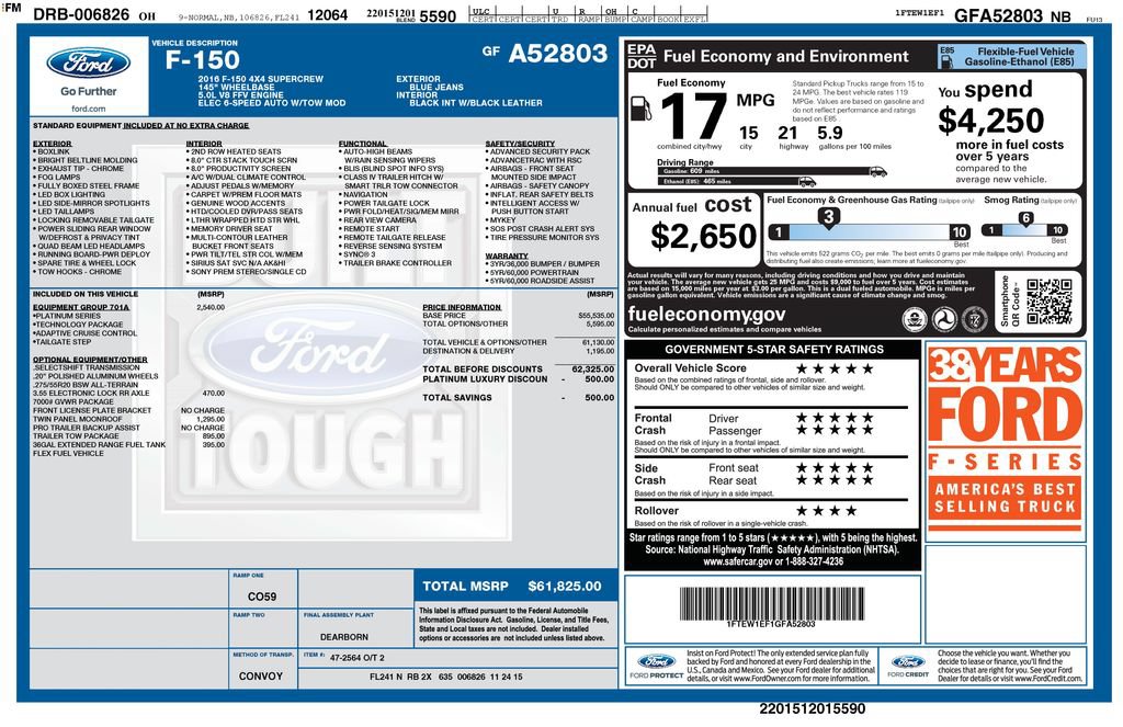 Used 2016 Ford F150 Platinum w/ Equipment Group 701A Luxury AWD/4WD image 37