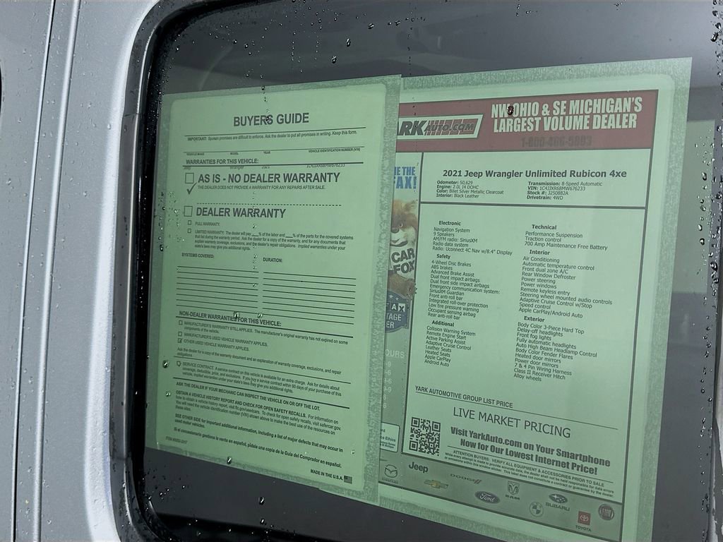 Certified 2021 Jeep Wrangler Unlimited Rubicon 4xe w/ Cold Weather Group image 16