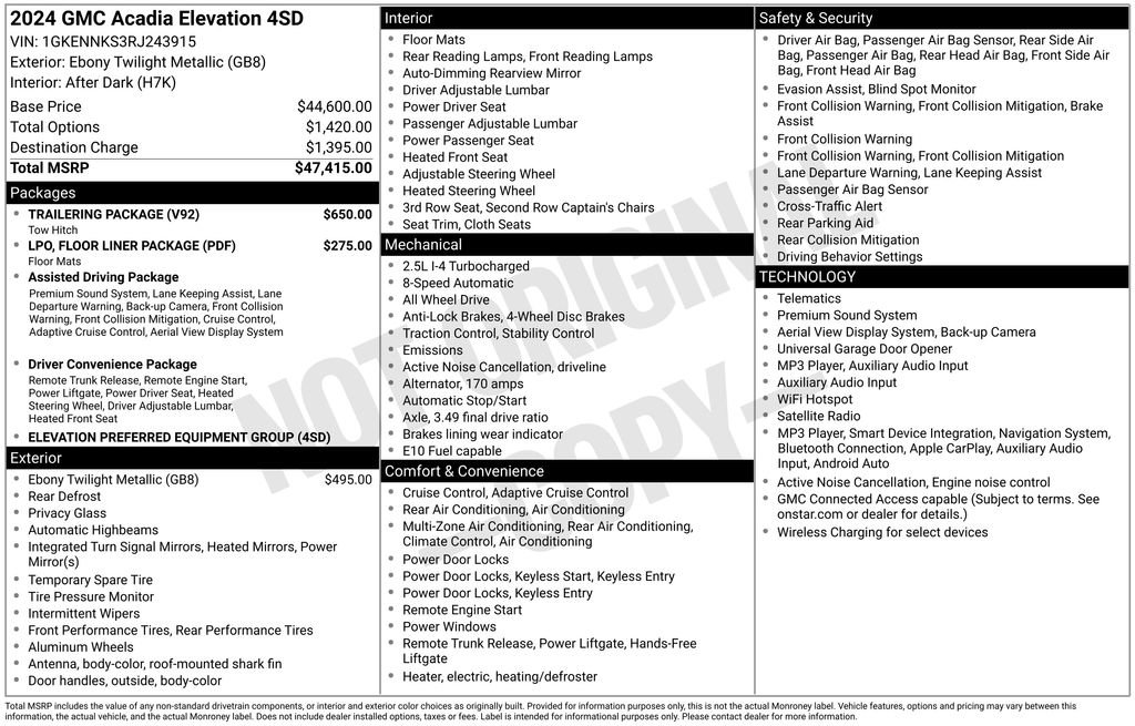 Used 2024 GMC Acadia Elevation w/ Trailering Package AWD/4WD image 2