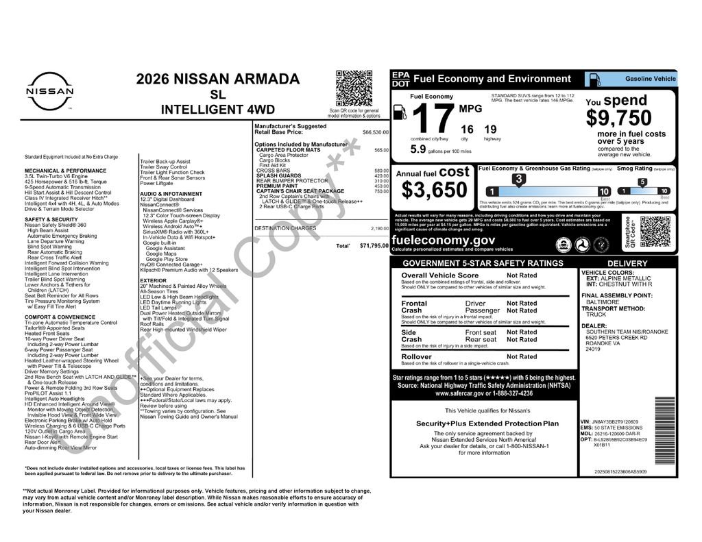 New 2026 Nissan Armada SL w/ Captain's Chari Seat Package image 6