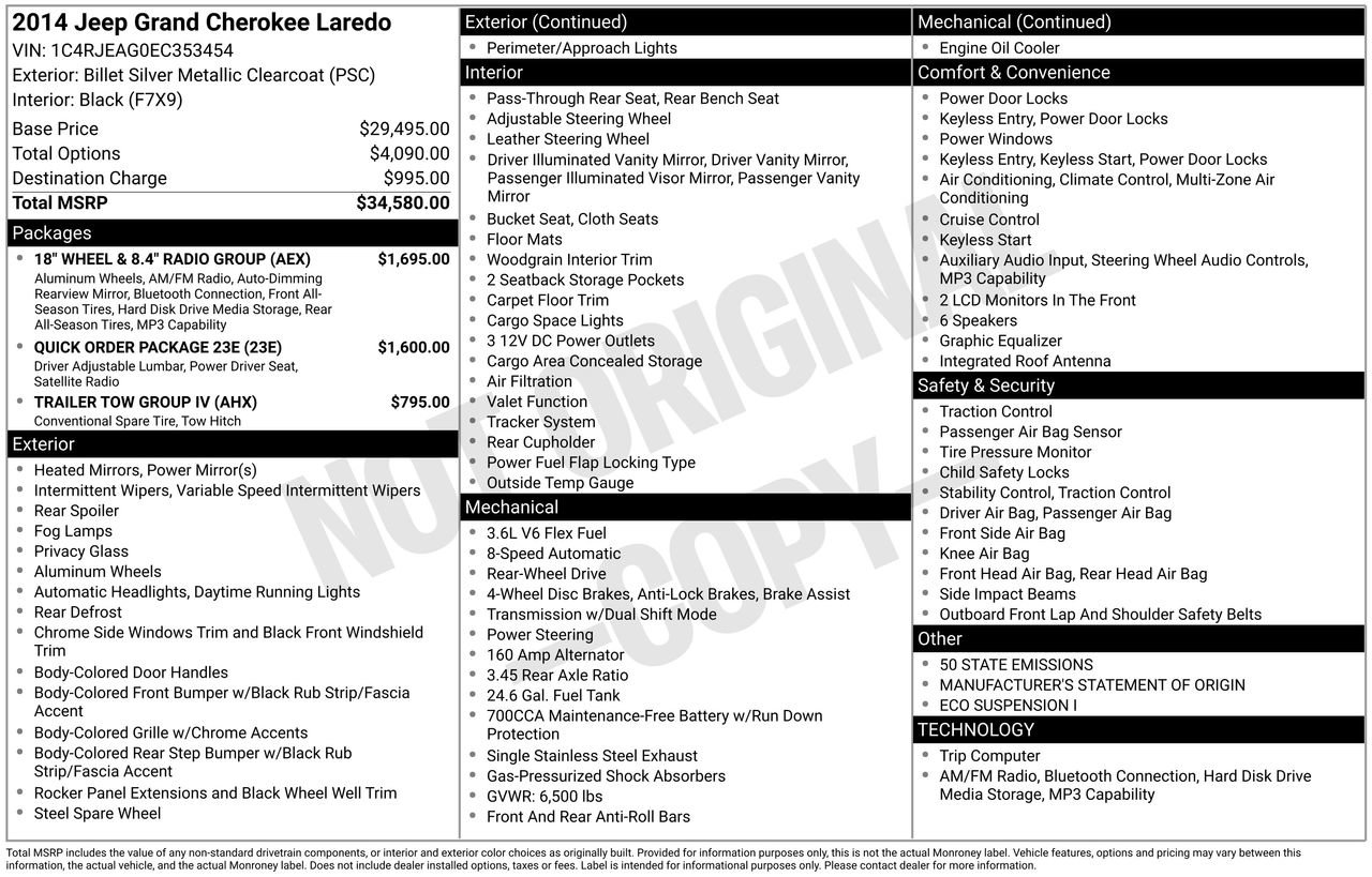 Used 2014 Jeep Grand Cherokee Laredo w/ 18" Wheel & 8.4" Radio Group image 37