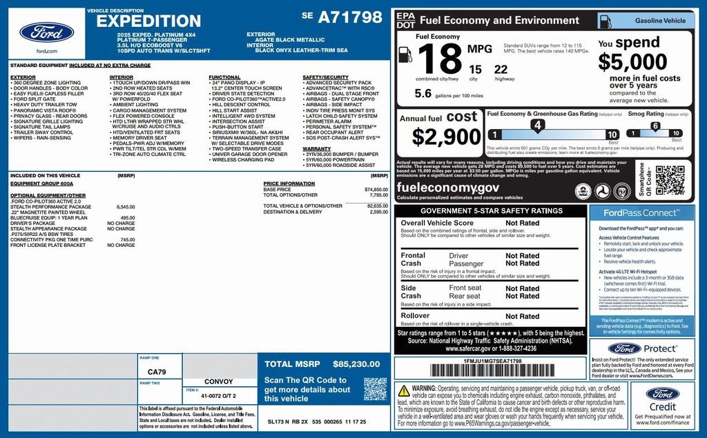 New 2025 Ford Expedition Platinum w/ Stealth Performance Package image 2