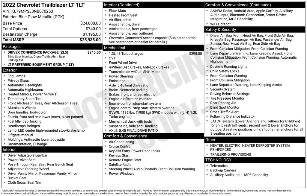 Used 2022 Chevrolet TrailBlazer LT w/ Driver Confidence Package FWD image 5
