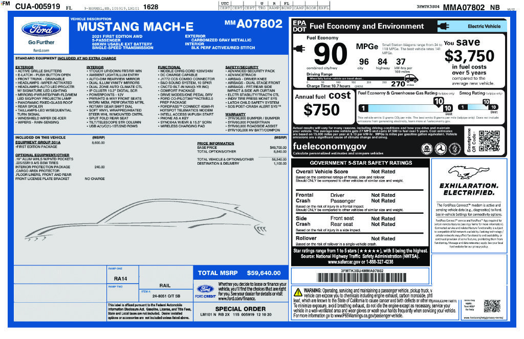 Used 2021 Ford Mustang Mach-E Premium w/ Equipment Group 301A AWD/4WD image 32