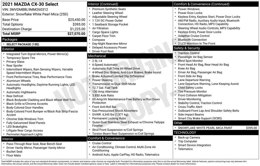 Used 2021 MAZDA CX-30 AWD 2.5 S w/ Select Package image 22