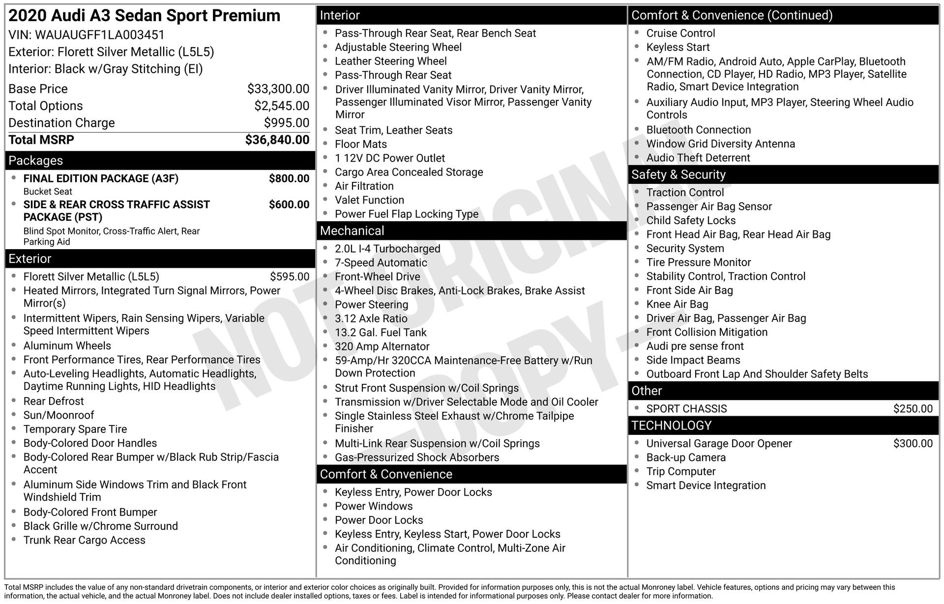 Used 2020 Audi A3 2.0T Premium w/ Final Edition Package image 42